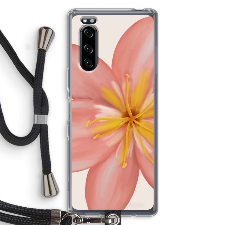 Pink Ellila Flower: Sony Xperia 5 Transparant Hoesje met koord