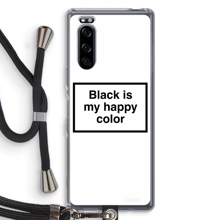 Black is my happy color: Sony Xperia 5 Transparant Hoesje met koord