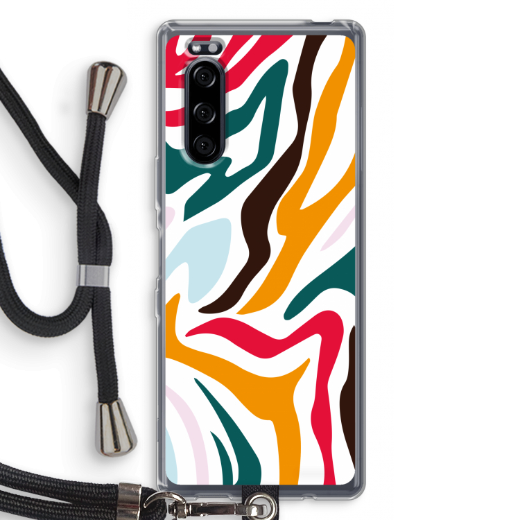 Colored Zebra: Sony Xperia 5 Transparant Hoesje met koord