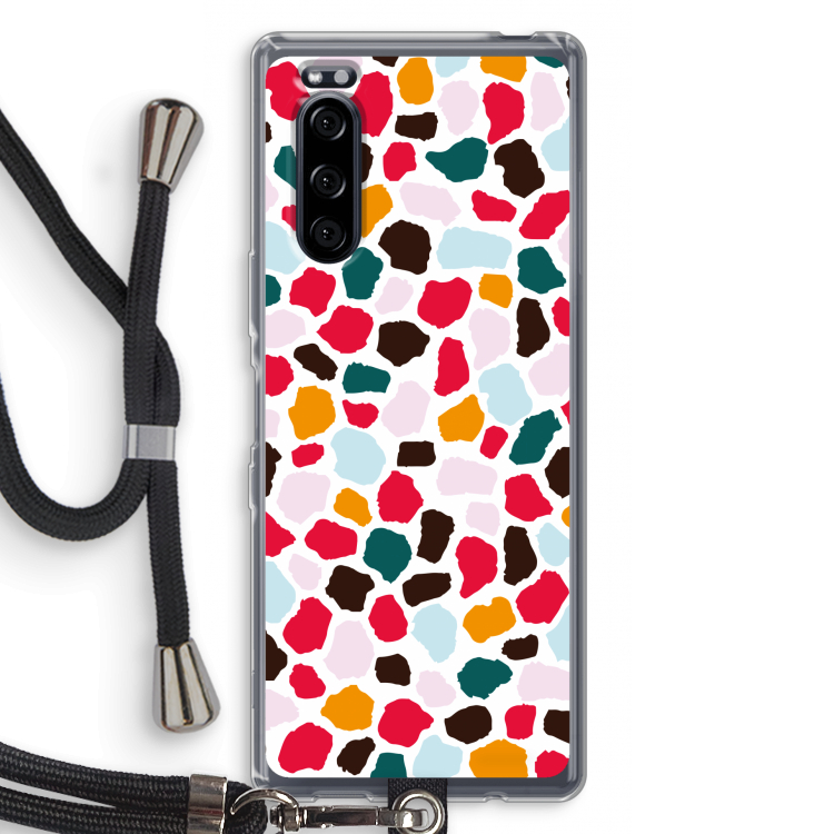 Colored Giraffe: Sony Xperia 5 Transparant Hoesje met koord