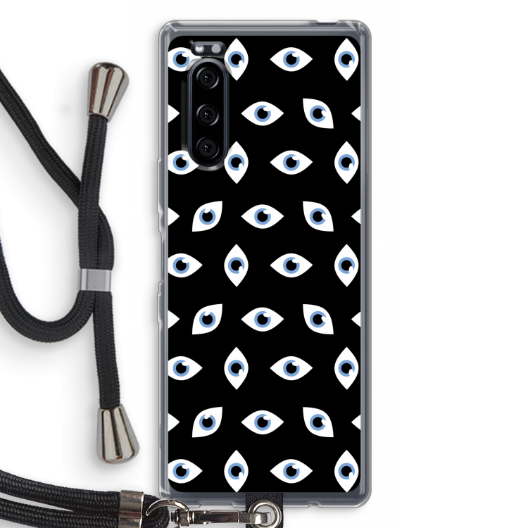 Eyes pattern: Sony Xperia 5 Transparant Hoesje met koord