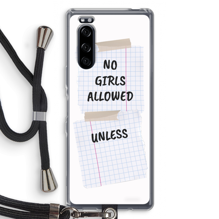 No Girls Allowed Unless: Sony Xperia 5 Transparant Hoesje met koord