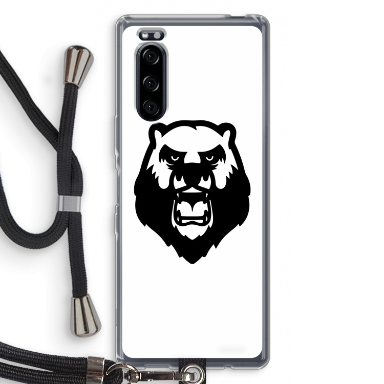 Angry Bear (white): Sony Xperia 5 Transparant Hoesje met koord