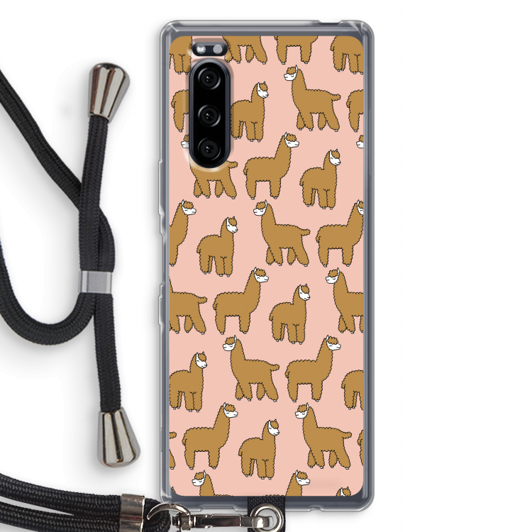 Alpacas: Sony Xperia 5 Transparant Hoesje met koord