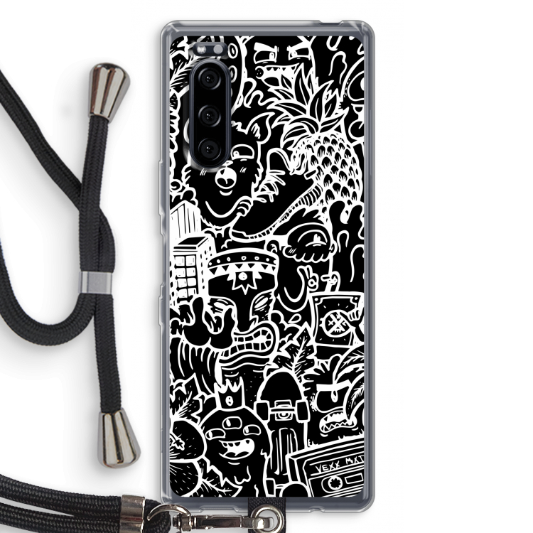 Vexx Black Mixtape: Sony Xperia 5 Transparant Hoesje met koord
