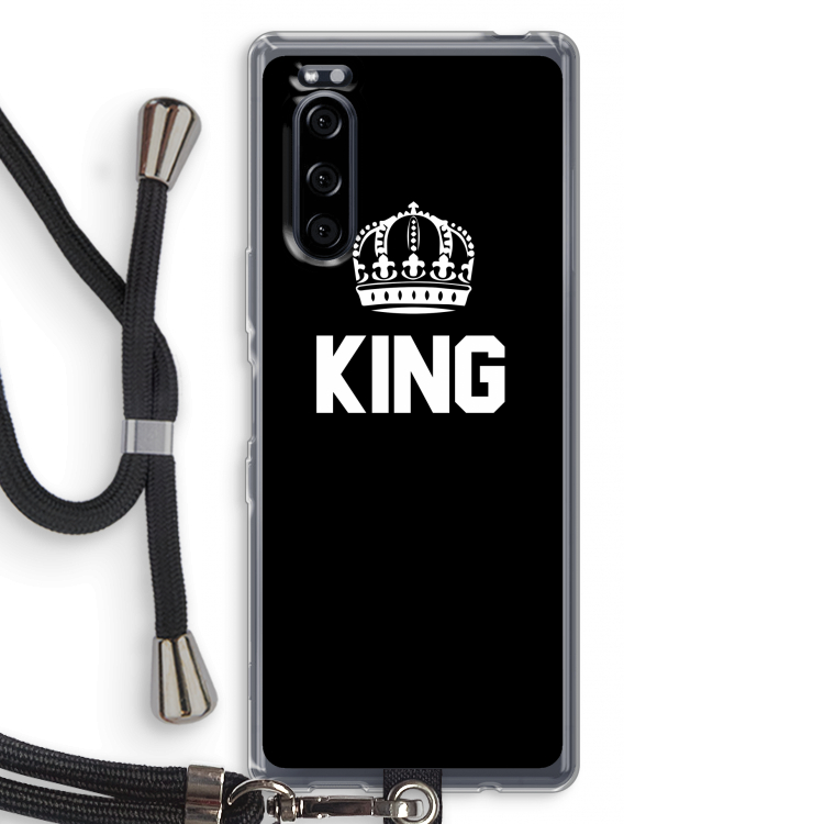 King zwart: Sony Xperia 5 Transparant Hoesje met koord