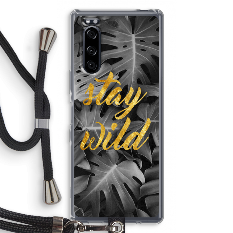 Stay wild: Sony Xperia 5 Transparant Hoesje met koord