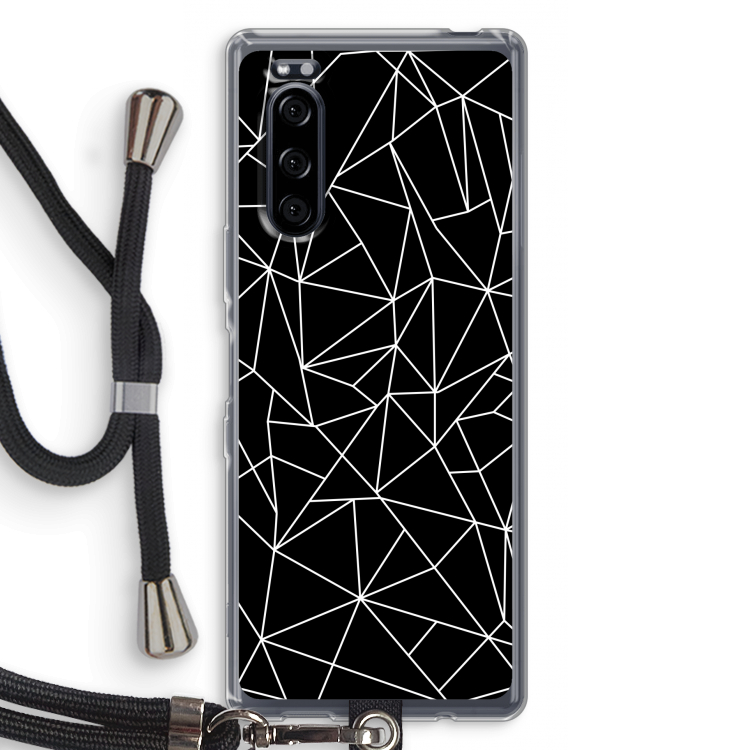 Geometrische lijnen wit: Sony Xperia 5 Transparant Hoesje met koord