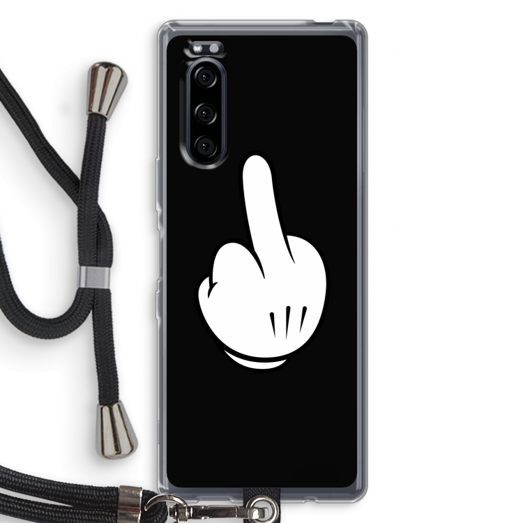 Middle finger black: Sony Xperia 5 Transparant Hoesje met koord