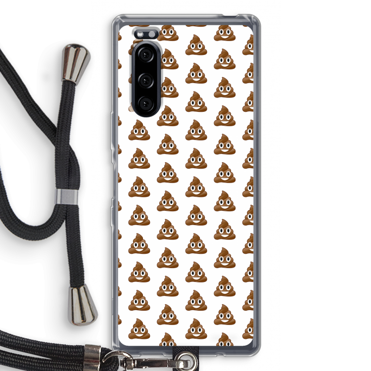 Poop emoji: Sony Xperia 5 Transparant Hoesje met koord