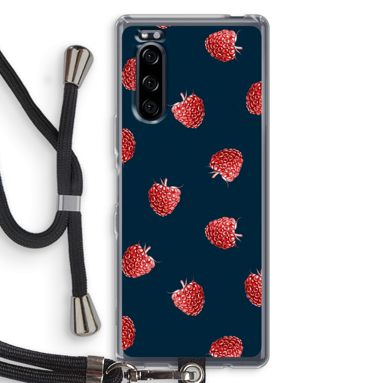 Framboosjes: Sony Xperia 5 Transparant Hoesje met koord