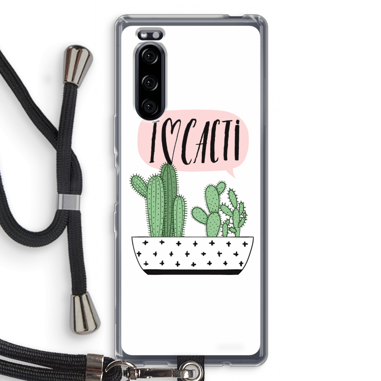 I love cacti: Sony Xperia 5 Transparant Hoesje met koord