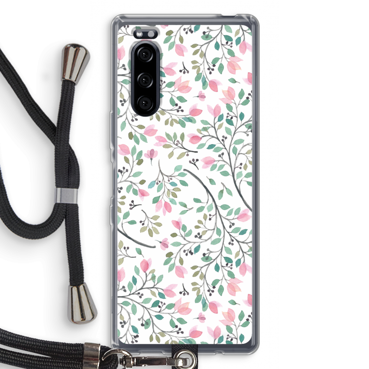 Sierlijke bloemen: Sony Xperia 5 Transparant Hoesje met koord