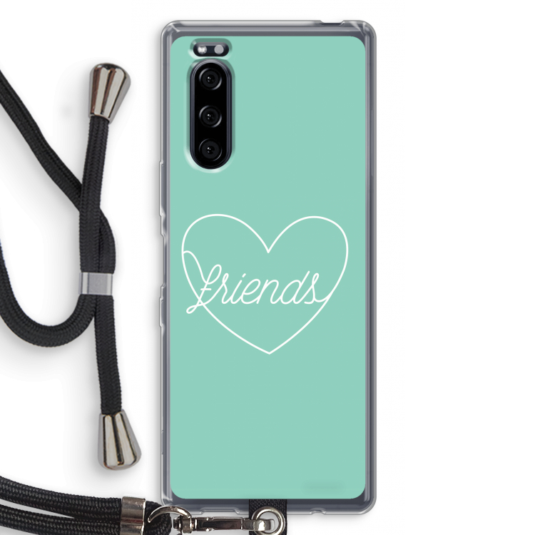 Friends heart pastel: Sony Xperia 5 Transparant Hoesje met koord
