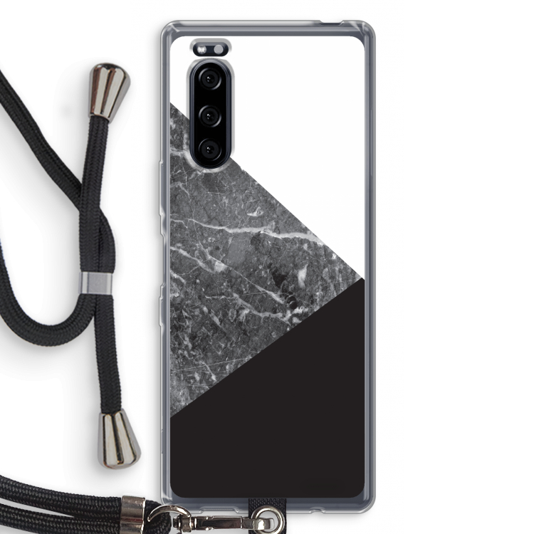 Combinatie marmer: Sony Xperia 5 Transparant Hoesje met koord