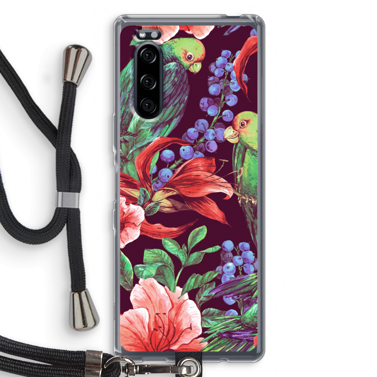 Papegaaien: Sony Xperia 5 Transparant Hoesje met koord