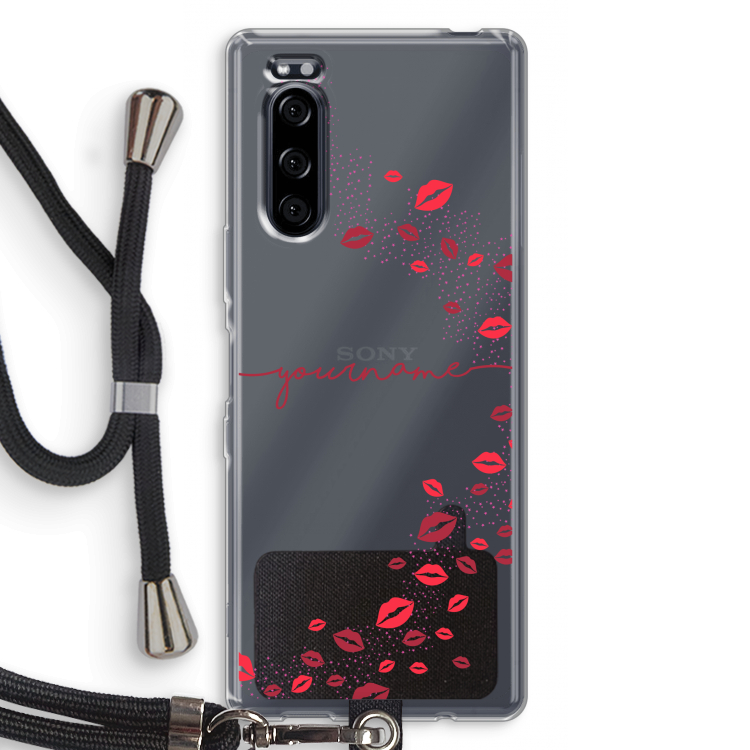 Kusjes: Sony Xperia 5 Transparant Hoesje met koord