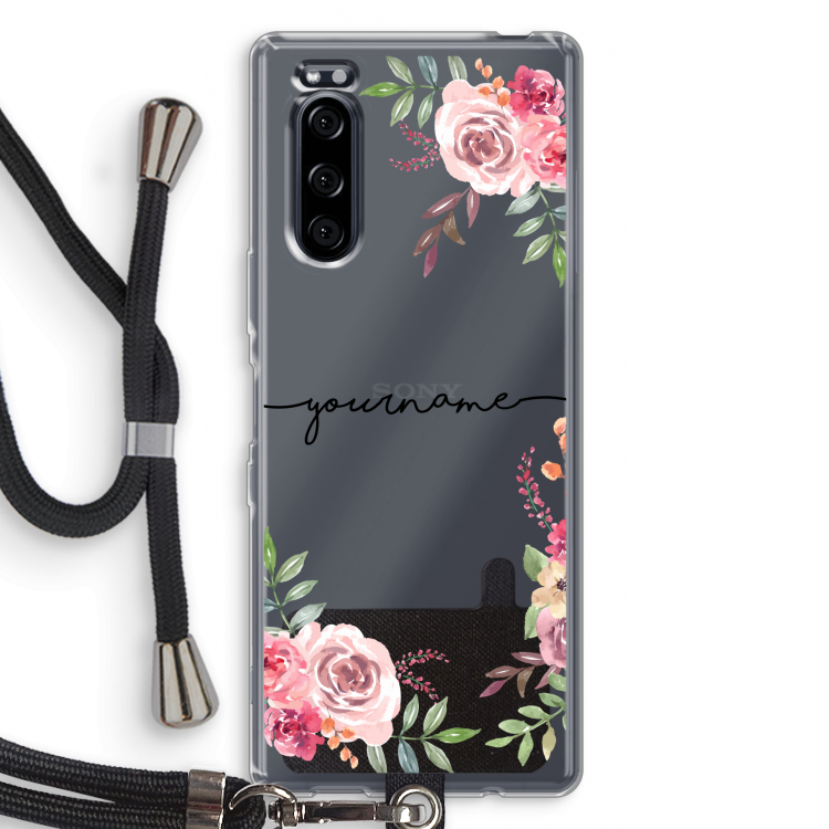 Rozen: Sony Xperia 5 Transparant Hoesje met koord