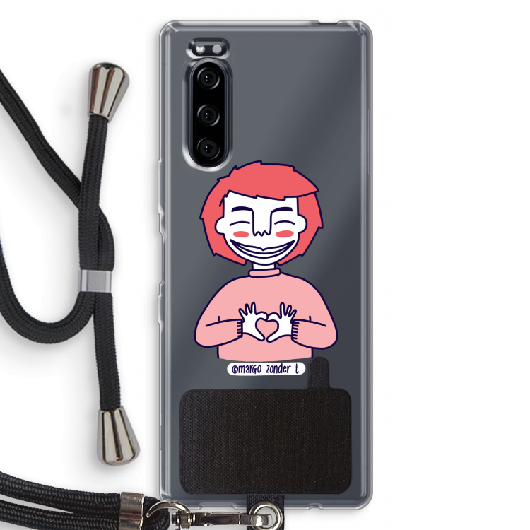 Hartje: Sony Xperia 5 Transparant Hoesje met koord