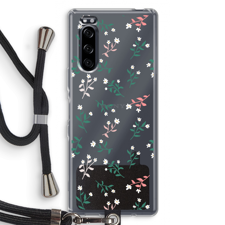 Small white flowers: Sony Xperia 5 Transparant Hoesje met koord