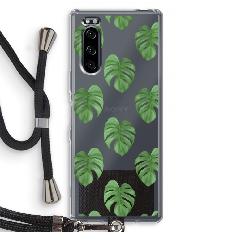 Monstera leaves: Sony Xperia 5 Transparant Hoesje met koord