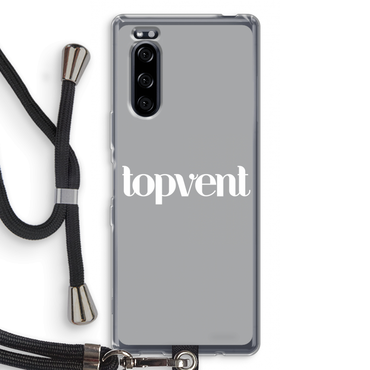 Topvent Grijs Wit: Sony Xperia 5 Transparant Hoesje met koord