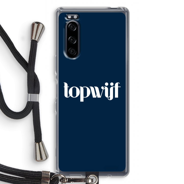 Topwijf Navy: Sony Xperia 5 Transparant Hoesje met koord