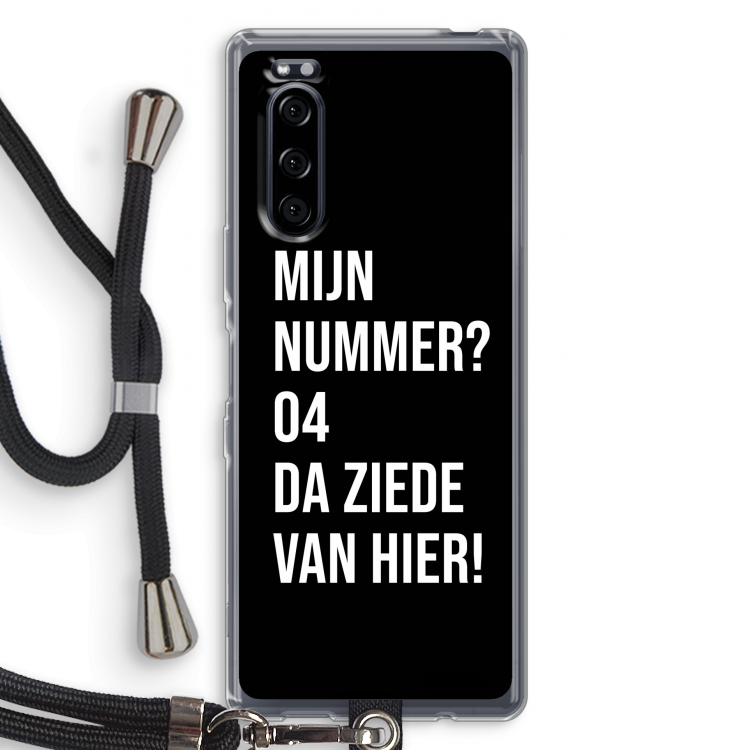 Da ziede van hier - Zwart: Sony Xperia 5 Transparant Hoesje met koord