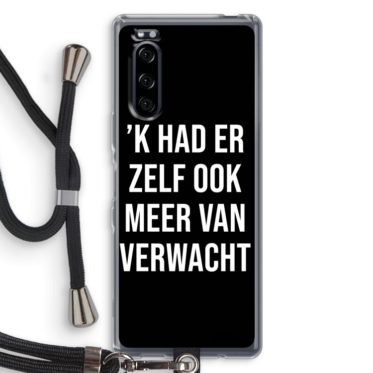 Meer verwacht - Zwart: Sony Xperia 5 Transparant Hoesje met koord