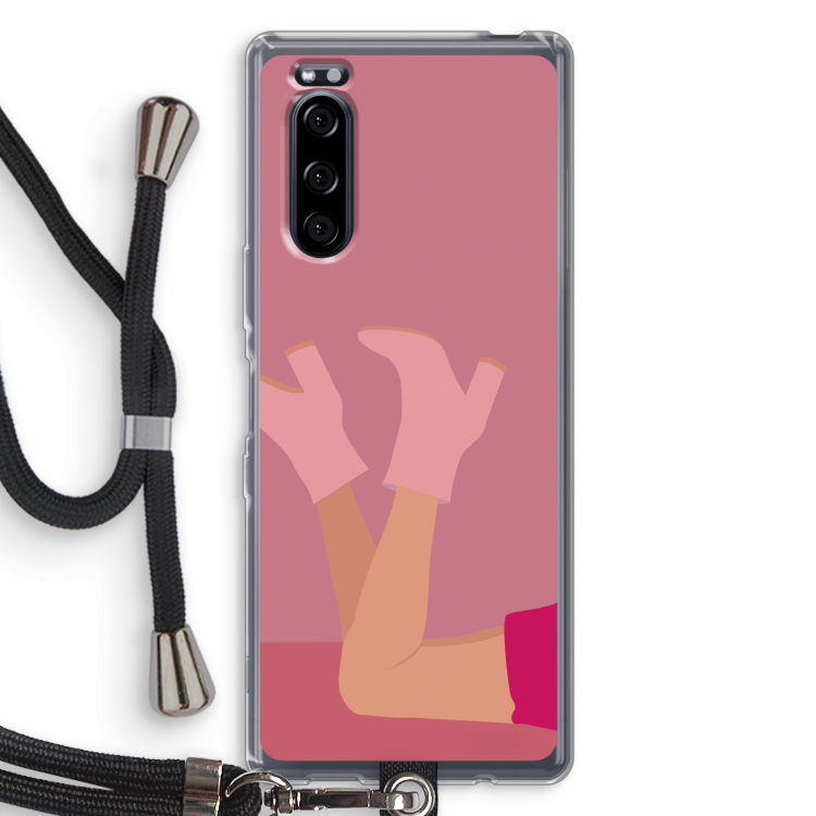 Pink boots: Sony Xperia 5 Transparant Hoesje met koord