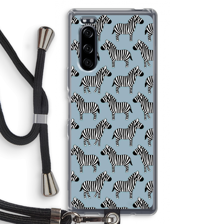 Zebra: Sony Xperia 5 Transparant Hoesje met koord