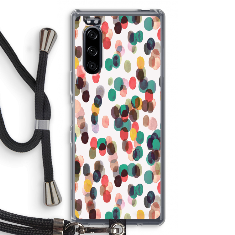 Tropical Dots: Sony Xperia 5 Transparant Hoesje met koord