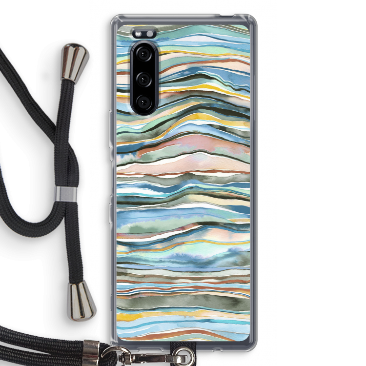 Watercolor Agate: Sony Xperia 5 Transparant Hoesje met koord