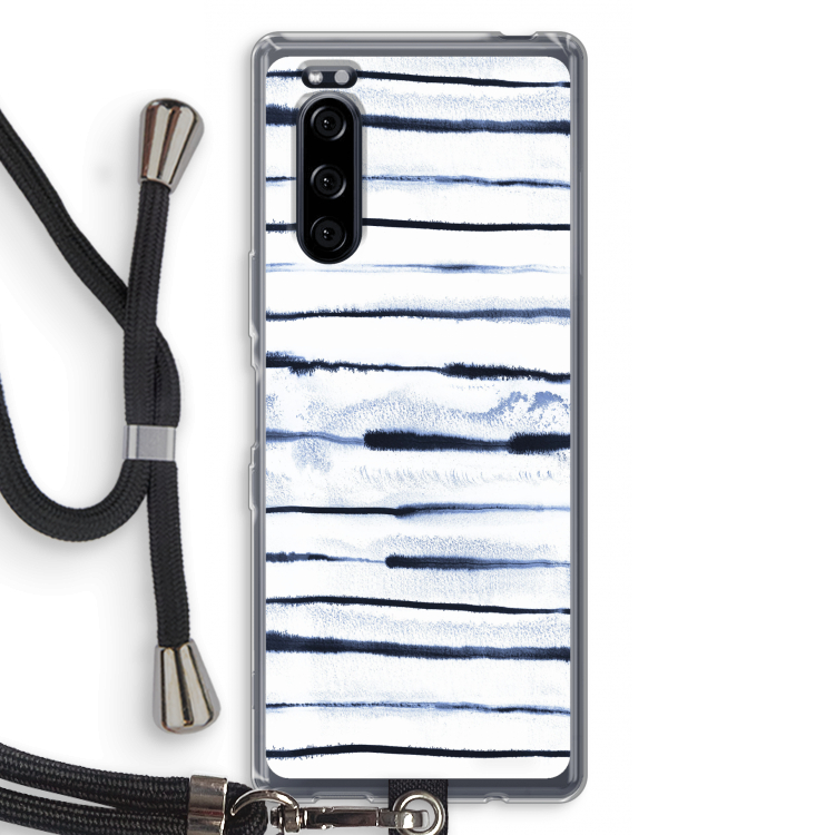 Ink Stripes: Sony Xperia 5 Transparant Hoesje met koord