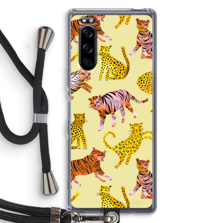 Cute Tigers and Leopards: Sony Xperia 5 Transparant Hoesje met koord