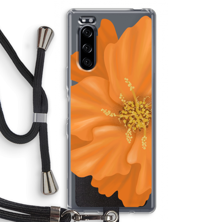 Orange Ellila flower: Sony Xperia 5 Transparant Hoesje met koord
