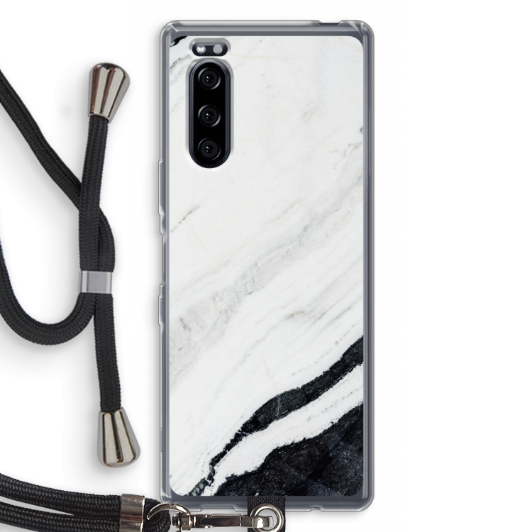 Elegante marmer: Sony Xperia 5 Transparant Hoesje met koord