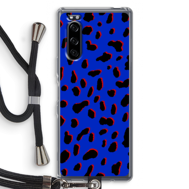 Blue Leopard: Sony Xperia 5 Transparant Hoesje met koord