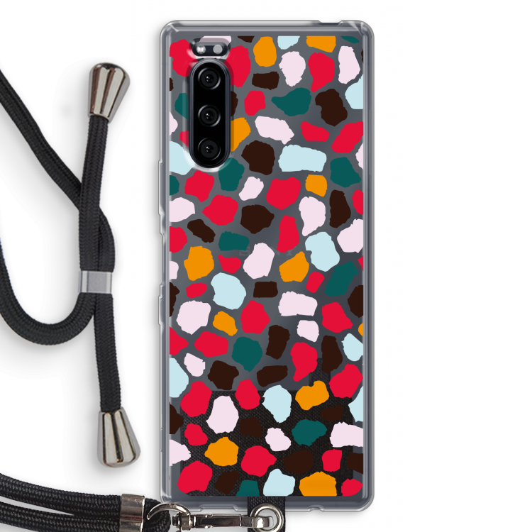 Colored Giraffe: Sony Xperia 5 Transparant Hoesje met koord