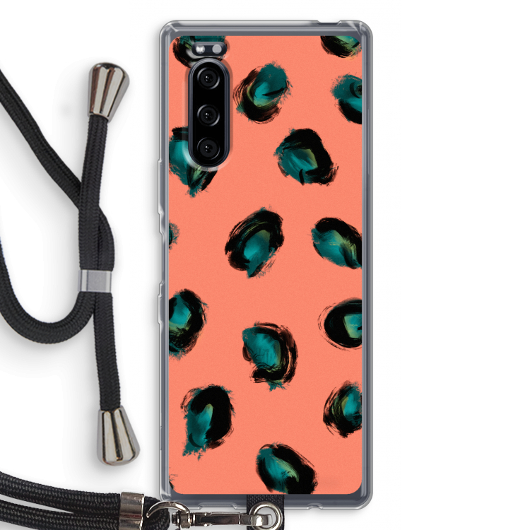 Pink Cheetah: Sony Xperia 5 Transparant Hoesje met koord