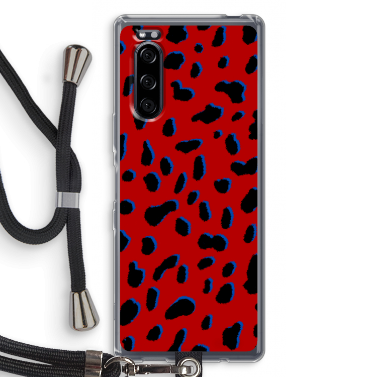 Red Leopard: Sony Xperia 5 Transparant Hoesje met koord
