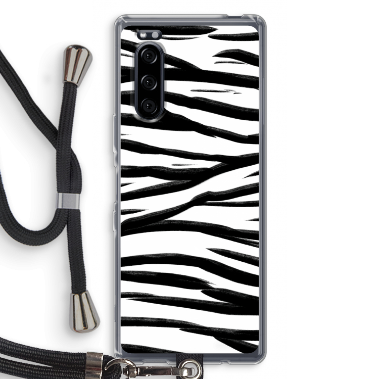 Zebra pattern: Sony Xperia 5 Transparant Hoesje met koord