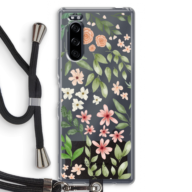 Botanical sweet flower heaven: Sony Xperia 5 Transparant Hoesje met koord