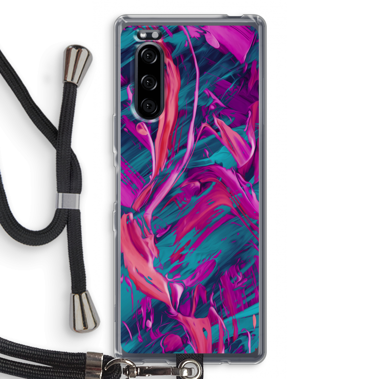 Pink Clouds: Sony Xperia 5 Transparant Hoesje met koord