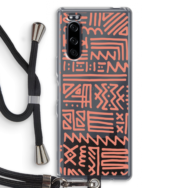 Marrakech Pink: Sony Xperia 5 Transparant Hoesje met koord