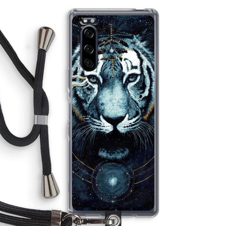 Darkness Tiger: Sony Xperia 5 Transparant Hoesje met koord