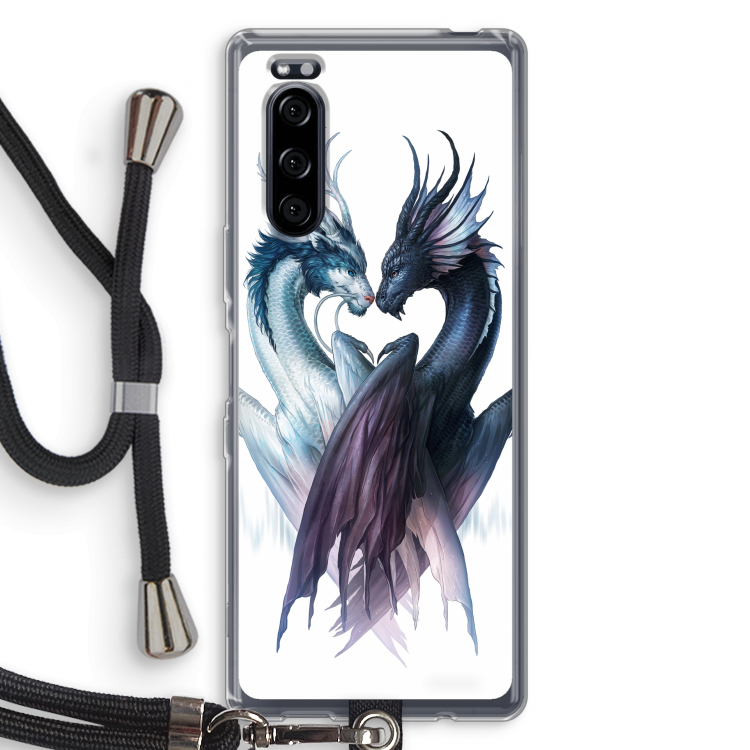 Yin Yang Dragons: Sony Xperia 5 Transparant Hoesje met koord