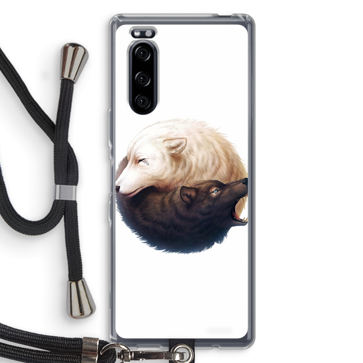 Yin Yang Wolves: Sony Xperia 5 Transparant Hoesje met koord