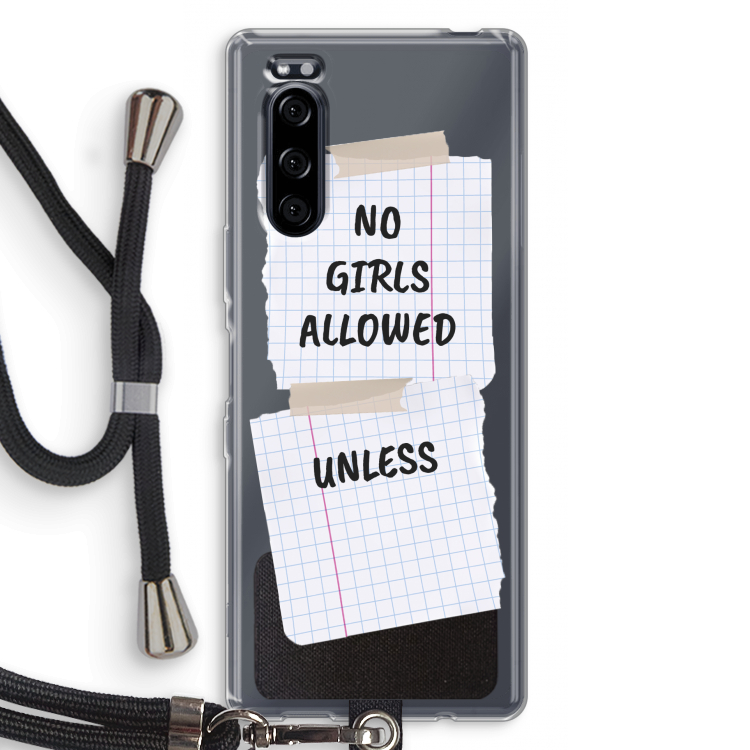 No Girls Allowed Unless: Sony Xperia 5 Transparant Hoesje met koord