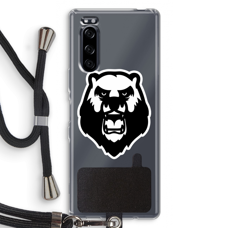 Angry Bear (white): Sony Xperia 5 Transparant Hoesje met koord